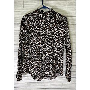 J Crew The‎ Perfect Shirt Leopard Print Button Down Women's Size 4 Slim Fit